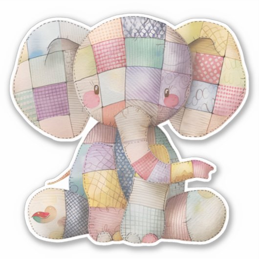 Patchwork olifant Sticker (Voorkant)