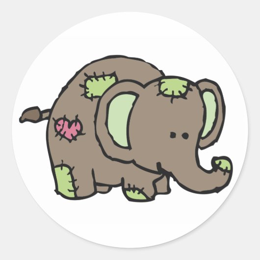 Patchwork Olifant Stickers - Groen & Bruin (Voorkant)