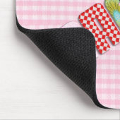 Patchwork 'Oma' op geruit roze Muismat (Hoek)