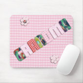 Patchwork 'Oma' op geruit roze Muismat (Met muis)