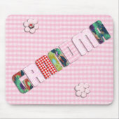 Patchwork 'Oma' op geruit roze Muismat (Voorkant)