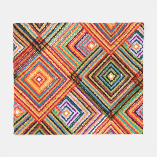 Patchwork ontwerp met Aztec Squares. Fleece Deken (Voorkant (Horizontaal))