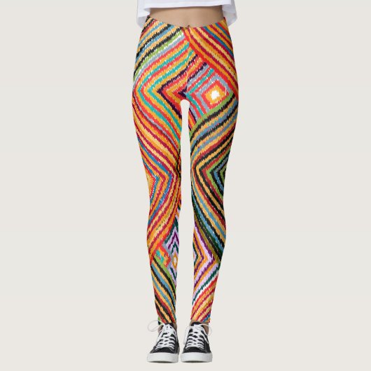 Patchwork ontwerp met Aztec Squares. Leggings (Voorkant)