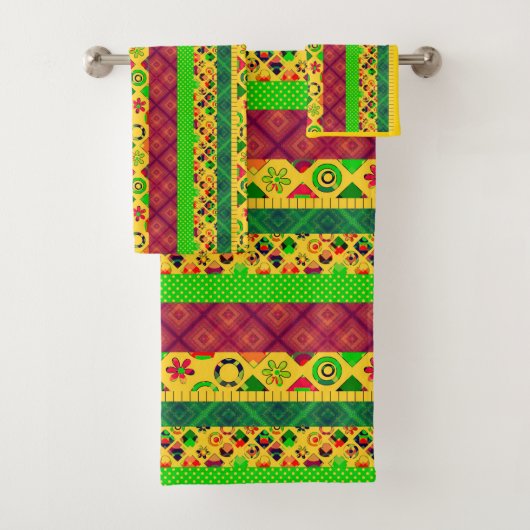 Patchwork-ornamentelijnen vrezen de textielboho vi bad handdoek (Insitu)