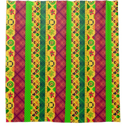 Patchwork-ornamentelijnen vrezen de textielboho vi douchegordijn (Voorkant)