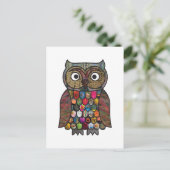 Patchwork Owl Briefkaart (Staand voorkant)