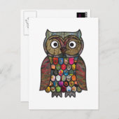Patchwork Owl Briefkaart (Voorkant / Achterkant)