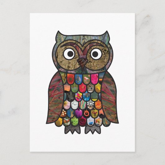 Patchwork Owl Briefkaart (Voorkant)