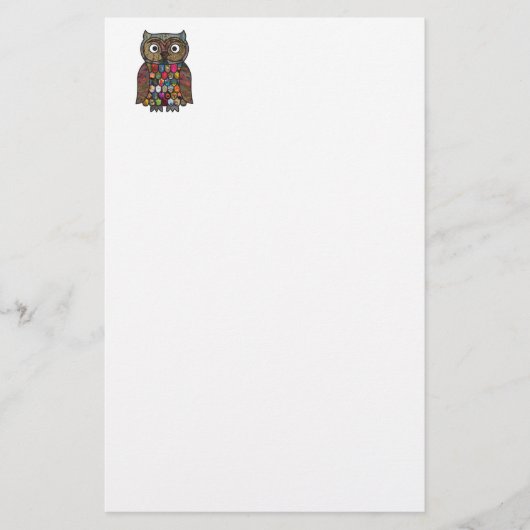 Patchwork Owl Briefpapier (Voorkant)