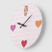Patchwork owl harten grote klok (Hoek)