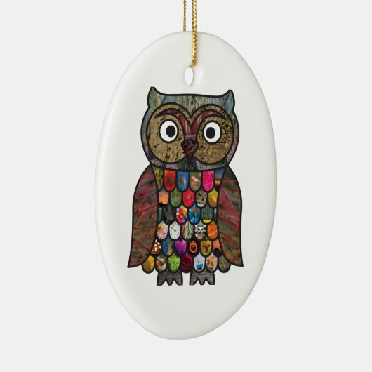 Patchwork Owl Keramisch Ornament (Rechts)