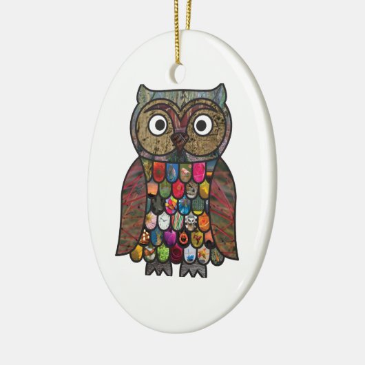 Patchwork Owl Keramisch Ornament (Links)