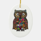 Patchwork Owl Keramisch Ornament (Voorkant)