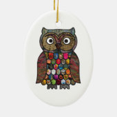 Patchwork Owl Keramisch Ornament (Achterkant)
