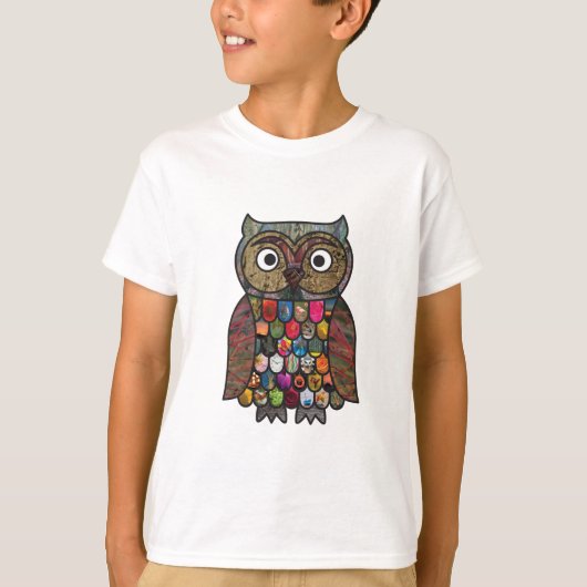 Patchwork Owl Kinder T-Shirt (Voorkant)
