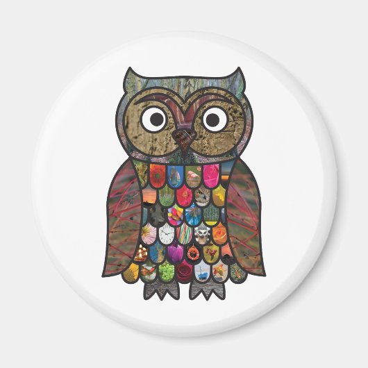Patchwork Owl Magneet (Voorkant)