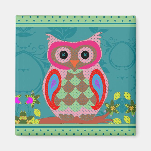 Patchwork Owl Magneet (Voorkant)