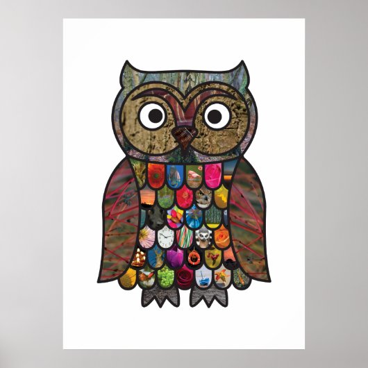 Patchwork Owl Poster (Voorkant)