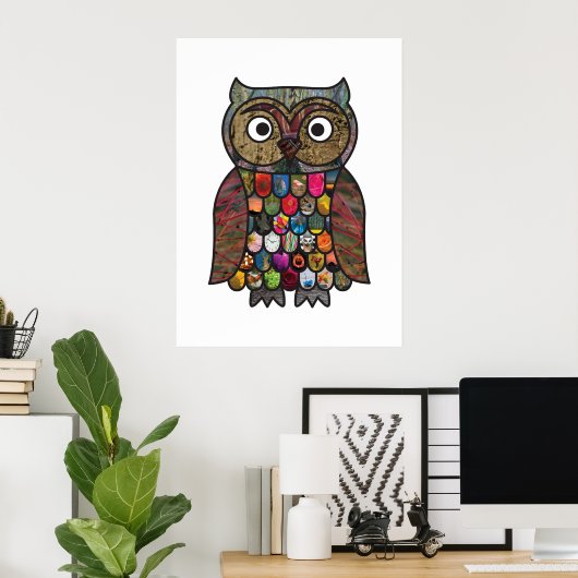 Patchwork Owl Poster (Thuiskantoor)