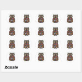 Patchwork Owl Ronde Sticker (Vel)