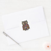 Patchwork Owl Ronde Sticker (Envelop)