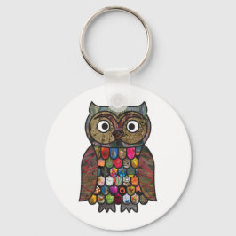 Patchwork Owl Sleutelhanger