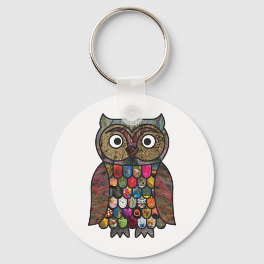 Patchwork Owl Sleutelhanger (Voorkant)