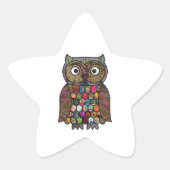 Patchwork Owl Ster Sticker (Voorkant)