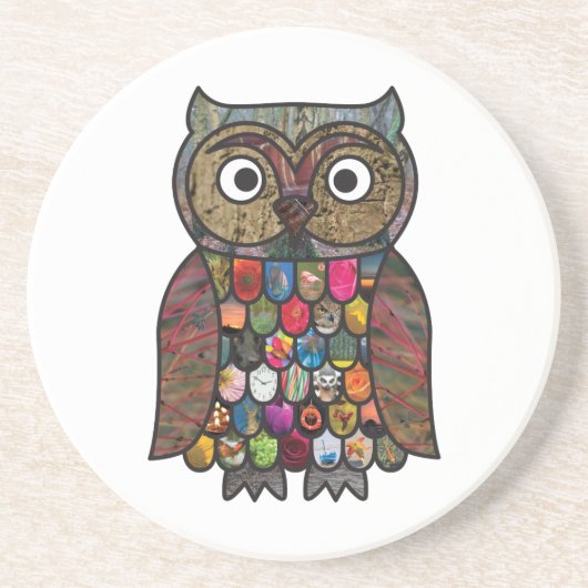 Patchwork Owl Zandsteen Onderzetter (Voorkant)