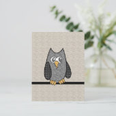 Patchwork Owl, zwart en wit met Tan Background Briefkaart (Staand voorkant)