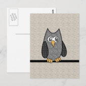 Patchwork Owl, zwart en wit met Tan Background Briefkaart (Voorkant / Achterkant)