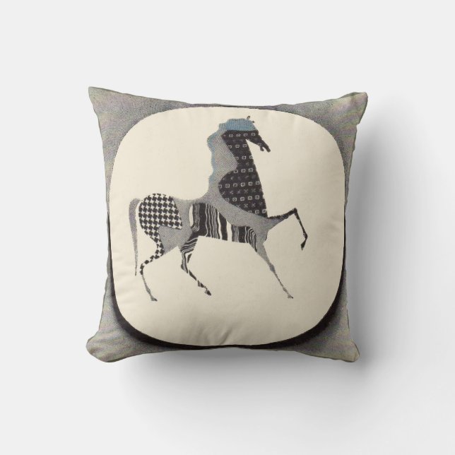  patchwork paard print kussen (Voorkant)