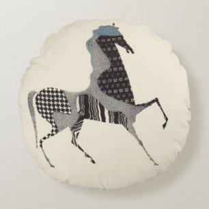 patchwork paard print rond kussen