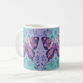 Patchwork Paarse en Aqual Butterfly Koffiemok (Voorkant links)