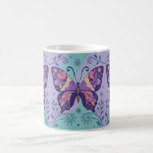 Patchwork Paarse en Aqual Butterfly Koffiemok (Center)