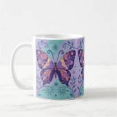 Patchwork Paarse en Aqual Butterfly Koffiemok (Links)