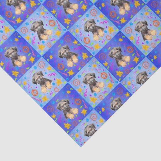 Patchwork Patchwork Patroon van Thatch Border Terr Tissuepapier (Detail)