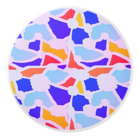 PATCHWORK PATRONEN GEMENGDE KLEUREN KERAMISCHE KNOP (Voorkant)