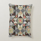 Patchwork Patroon Butterflies Flowers Foliage Roos Accent Kussen (Achterkant (Verticaal))
