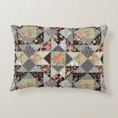 Patchwork Patroon Butterflies Flowers Foliage Roos Accent Kussen (Achterkant)