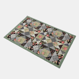Patchwork Patroon Butterflies Flowers Foliage Roos Deurmat