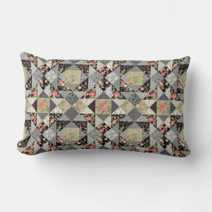 Patchwork Patroon Butterflies Flowers Foliage Roos Kussen