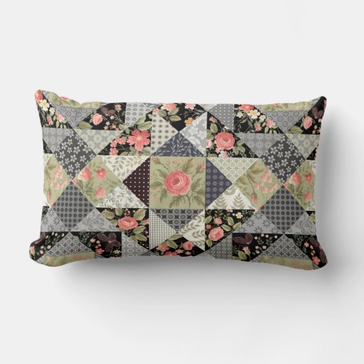 Patchwork Patroon Butterflies Flowers Foliage Roos Kussen (Voorkant)