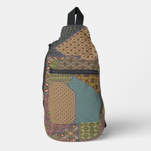 Patchwork patroon cross body bag sling bag (Voorkant)