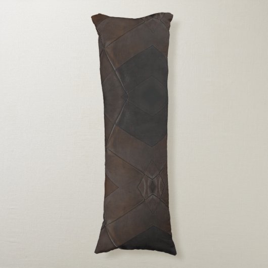 Patchwork Patroon Faux Brown Leather Lichaamskussen (Voorkant Verticaal)
