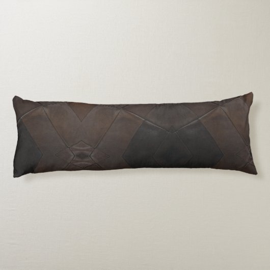 Patchwork Patroon Faux Brown Leather Lichaamskussen (Achterkant)