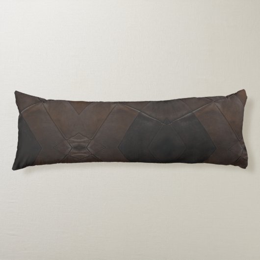 Patchwork Patroon Faux Brown Leather Lichaamskussen (Voorkant)