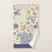 Patchwork Patroon Floral Flowers Paarse Stippen Bad Handdoek (Handdoek)