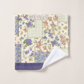 Patchwork Patroon Floral Flowers Paarse Stippen Bad Handdoek (Wasdoekje)