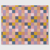 Patchwork Patroon Geel Paars Geometrisch Ontwerp Cadeaupapier (Vlak)